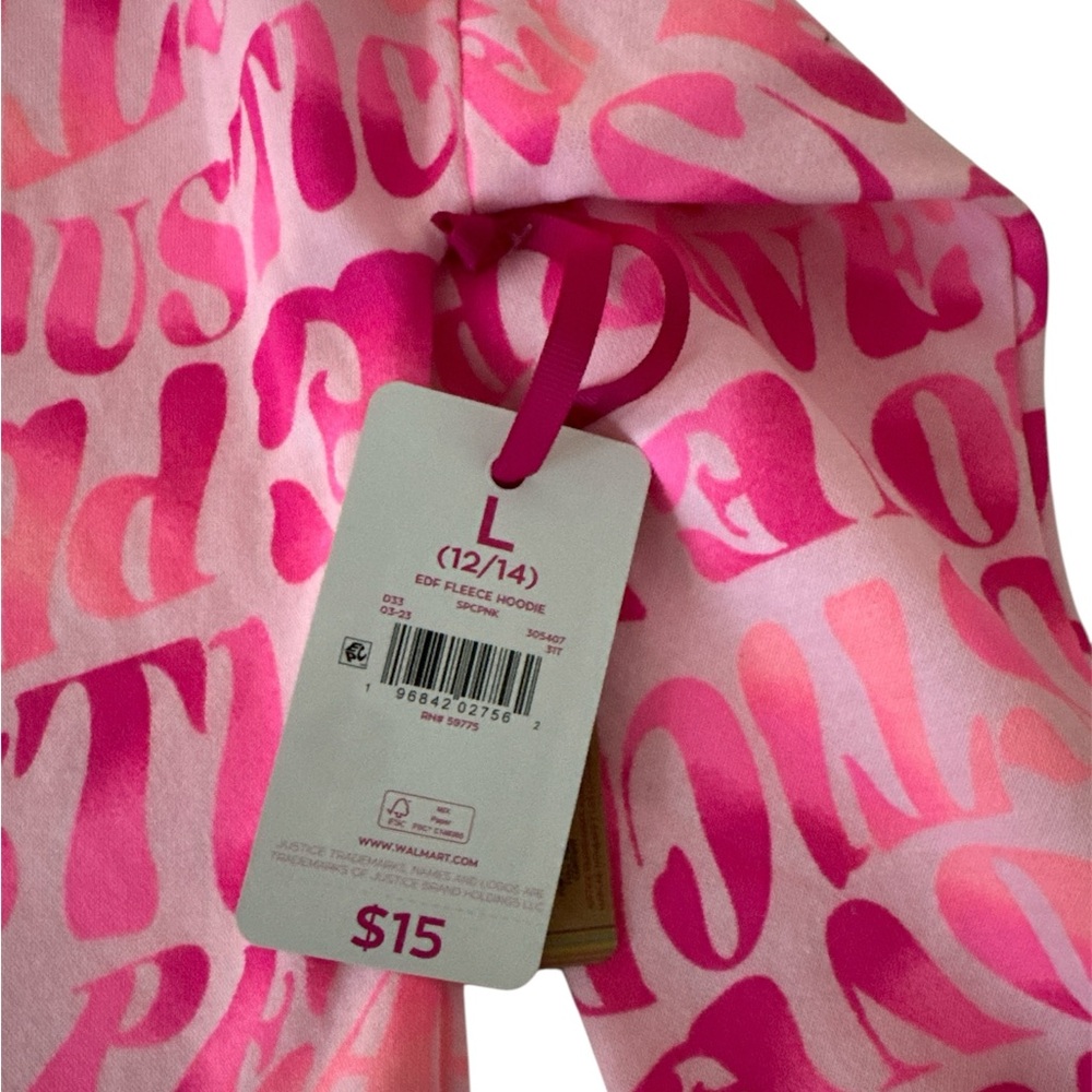 Justice Pink and White Text Hoodie .nice color - Picture 5 of 5